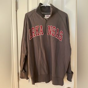Arkansas Grey 1/3 Zip Sweatshirt Size Large